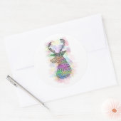 WATERVERF HIPSTER TRIBAL DEER PRINT RONDE STICKER (Envelop)