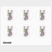 WATERVERF HIPSTER TRIBAL DEER PRINT RONDE STICKER (Vel)