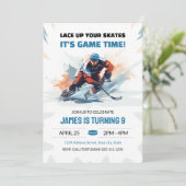 Waterverf Hockey Verjaardagsuitnodiging Kaart (Staand voorkant)
