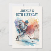 Waterverf hockeyer sportfan verjaardag kaart (Voorkant)
