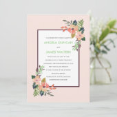 Waterverf Hoek Bloemen Trouwuitnodiging Kaart (Staand voorkant)