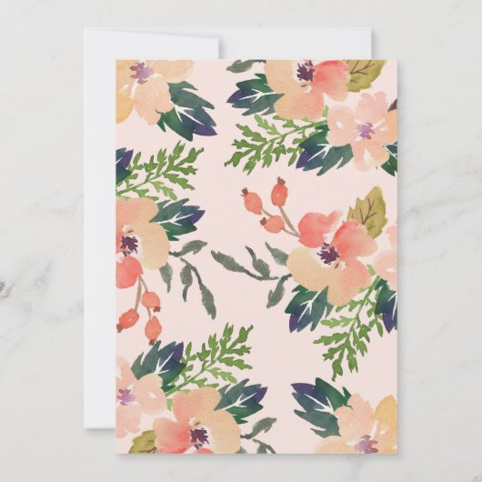 Waterverf Hoek Bloemen Trouwuitnodiging Kaart (Achterkant)