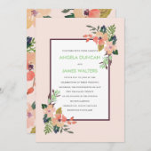 Waterverf Hoek Bloemen Trouwuitnodiging Kaart (Voorkant / Achterkant)