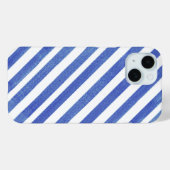 Waterverf hoekige blauw-witte strepen Case-Mate iPhone case (Achterkant (horizontaal))