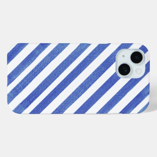Waterverf hoekige blauw-witte strepen Case-Mate iPhone case (Achterkant (horizontaal))