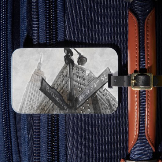 Waterverf Hoekteken Broadway Bagagelabel (Voorkant Insitu 4)