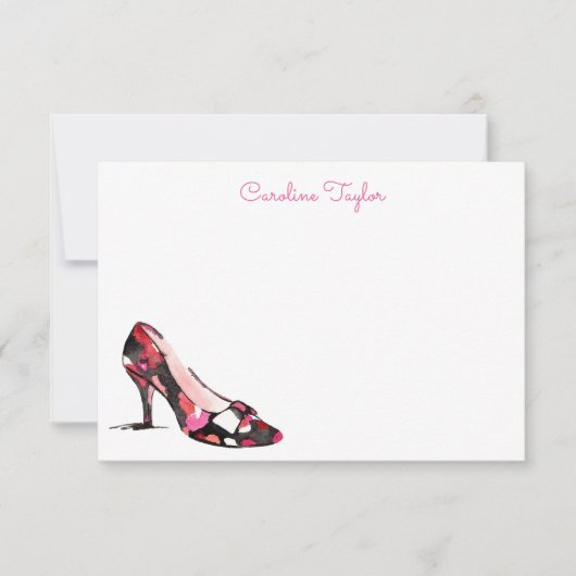 Waterverf Hoge hak Designer schoen gepersonaliseer Bedankkaart (Voorkant)