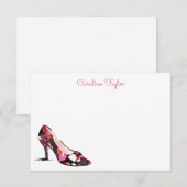 Waterverf Hoge hak Designer schoen gepersonaliseer Bedankkaart (Voorkant / Achterkant)
