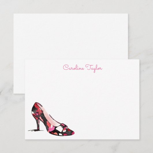 Waterverf Hoge hak Designer schoen gepersonaliseer Bedankkaart (Voorkant / Achterkant)