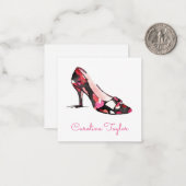 Waterverf Hoge hak Designer Schoen Gift Enclosure Notitiekaartje (Voorkant / Achterkant in situ)