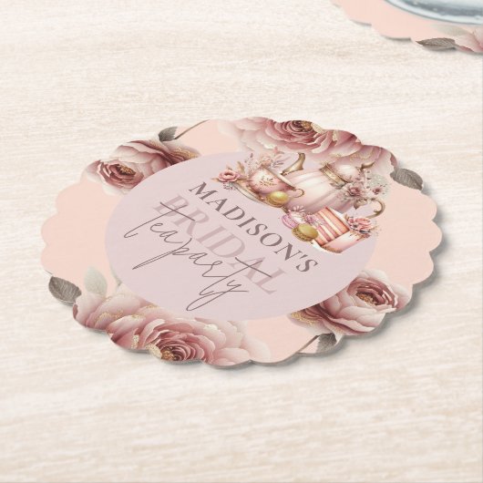 Waterverf Hoge Theebruidsshower op maat  Kartonnen Onderzetters (Gekanteld)