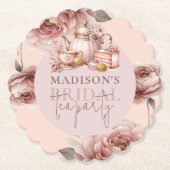 Waterverf Hoge Theebruidsshower op maat  Kartonnen Onderzetters (Voorkant)