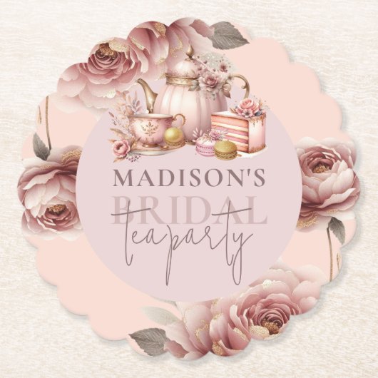 Waterverf Hoge Theebruidsshower op maat  Kartonnen Onderzetters (Voorkant)