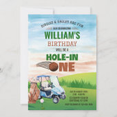 Waterverf Hole in One Golf 1e verjaardag Kaart (Voorkant)