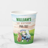 Waterverf Hole in One Golf 1e verjaardag Papieren Bekers (Voorkant)