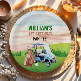Waterverf Hole in One Golf 1e verjaardag Papieren Bordje