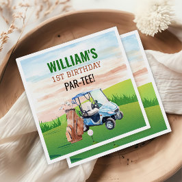 Waterverf Hole in One Golf 1e verjaardag Servet