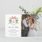 Waterverf Holiday bruiloft monogrammen Feestdagenkaart (Staand voorkant)