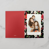 Waterverf Holiday Florals Black Prettige feestdage Folie Feestdagenkaart (Buiten Laag)