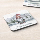 Waterverf Holiday Gnome Bier Onderzetter (Linkerzijde)