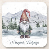Waterverf Holiday Gnome Bier Onderzetter (Voorkant)