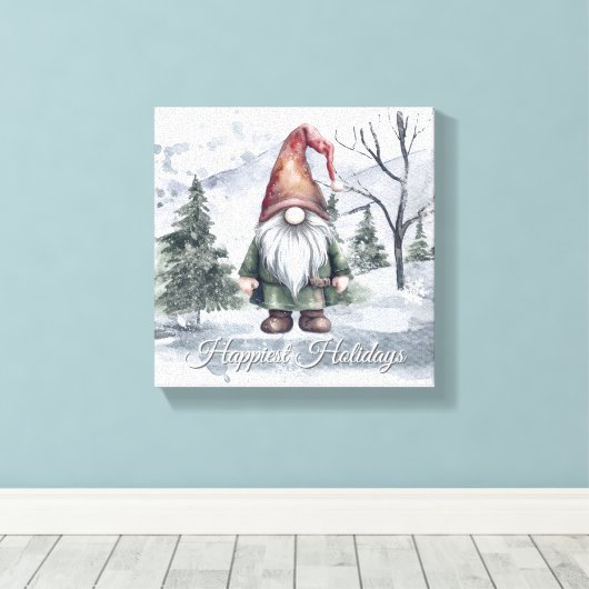 Waterverf Holiday Gnome Canvas Afdruk (Insitu (Houten vloer))