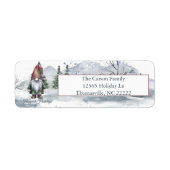 Waterverf Holiday Gnome Gepersonaliseerd adres Etiket (Voorkant)