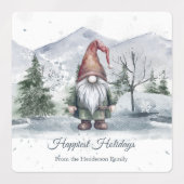 Waterverf Holiday Gnome Gepersonaliseerd Bakken Labels (Design 1)