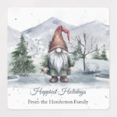 Waterverf Holiday Gnome Gepersonaliseerd Bakken Labels (Design 2)