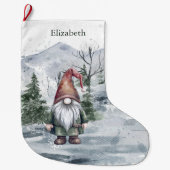 Waterverf Holiday Gnome gepersonaliseerd Grote Kerstsok (Voorkant)