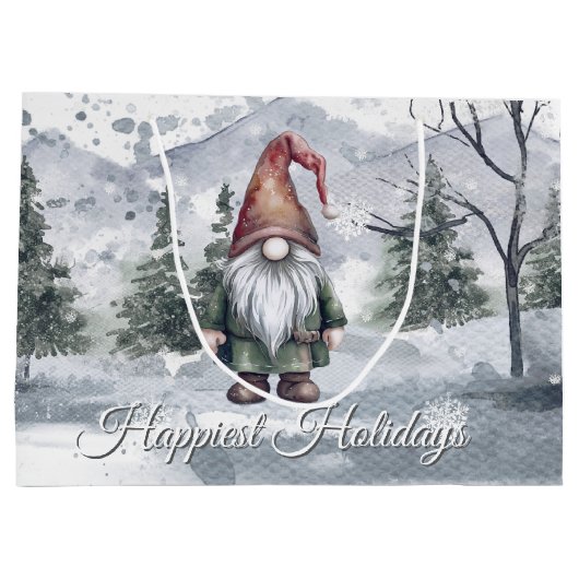 Waterverf Holiday Gnome Groot Cadeauzakje (Achterkant)