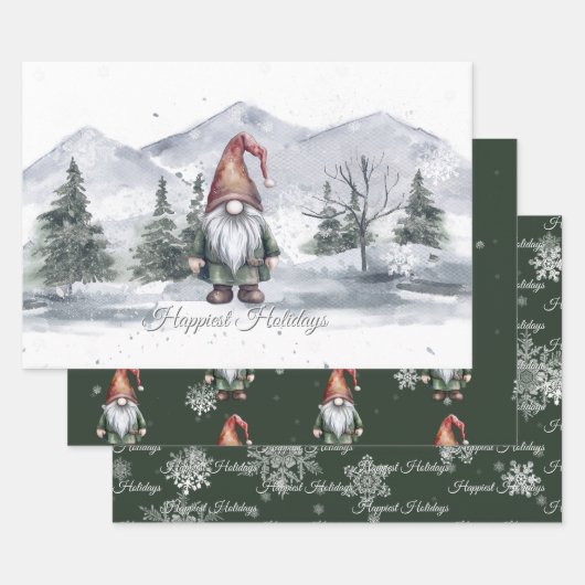 Waterverf Holiday Gnome Inpakpapier Vel (Set)
