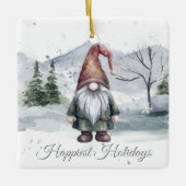 Waterverf Holiday Gnome Keramisch Ornament (Voorkant)