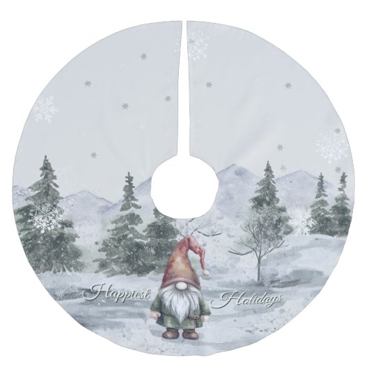 Waterverf Holiday Gnome Kerstboom Rok (Voorkant)