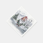 Waterverf Holiday Gnome kerstfeest Servet (Hoek)