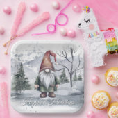 Waterverf Holiday Gnome Papieren Bordje (Feest)