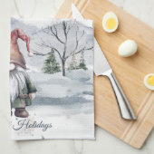 Waterverf Holiday Gnome Theedoek (Quarter Fold)