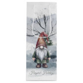 Waterverf Holiday Gnome Wijn Cadeautas (Voorkant)