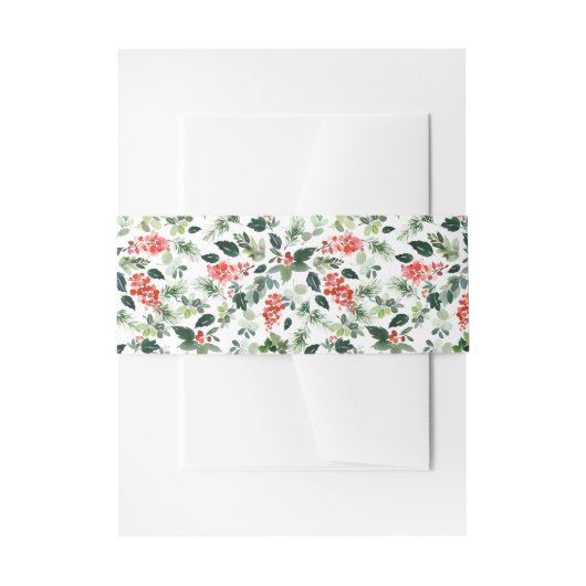 Waterverf Holiday Pattern Uitnodiging Belly Band Uitnodigingen Wikkel (Voorkant Voorbeeld)