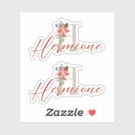 Waterverf Holiday Poinsettia Monogram en naam Sticker