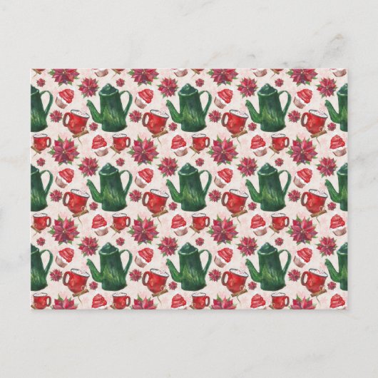 waterverf Holiday Tea Party Briefkaart (Voorkant)