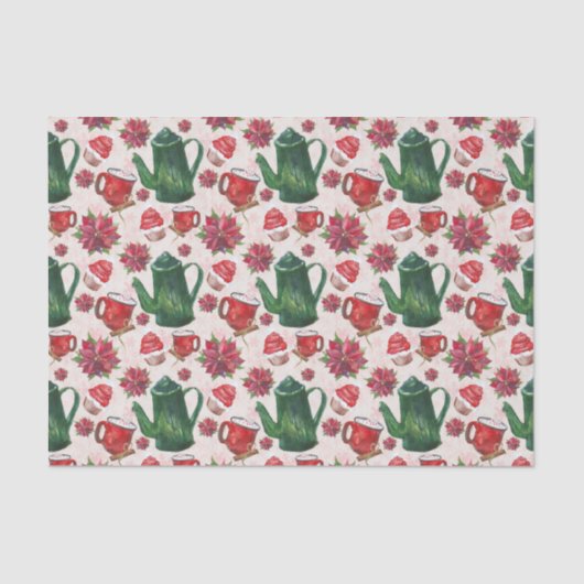 waterverf Holiday Tea Party Tissuepapier (Voorkant)