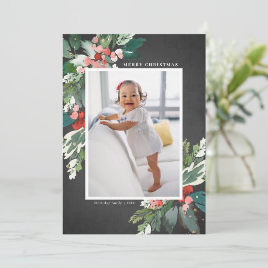 Waterverf Hollies Chalkboard Kerst (Staand voorkant)