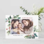 Waterverf Hollies Faux Gold Foil Botanische Foto (Staand voorkant)