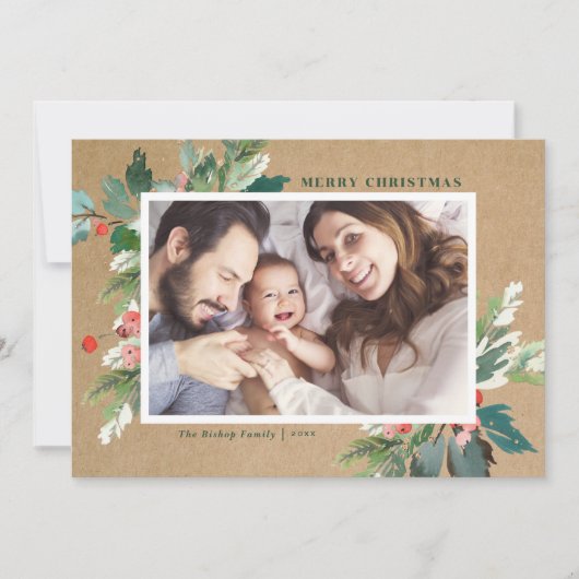 Waterverf Hollies Kraft Paper Botanische Foto (Voorkant)