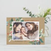 Waterverf Hollies Kraft Paper Kerstfoto (Staand voorkant)