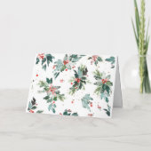 Waterverf Hollies Kraft Paper Kerstfoto Feestdagen Kaart (Achterkant)