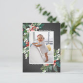 Waterverf Hollies op Faux Chalkboard Foto Feestdagenkaart (Staand voorkant)