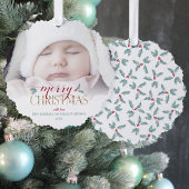 Waterverf Holly | Aangepaste begroeting | Foto Ornament Kaart