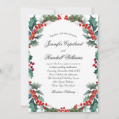 Waterverf Holly and Berries Vakantie Bruiloft Kaart (Voorkant)